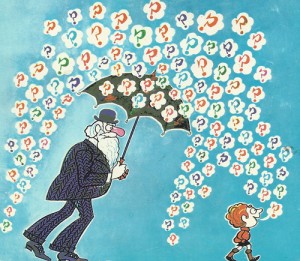 Cover image from 'Why are there more questions than answers, Grandad?' by Kenneth Mahood (Puffin, 1974)