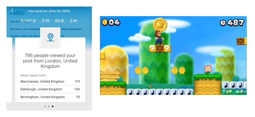 LinkedIn article stats compared with Super Mario World