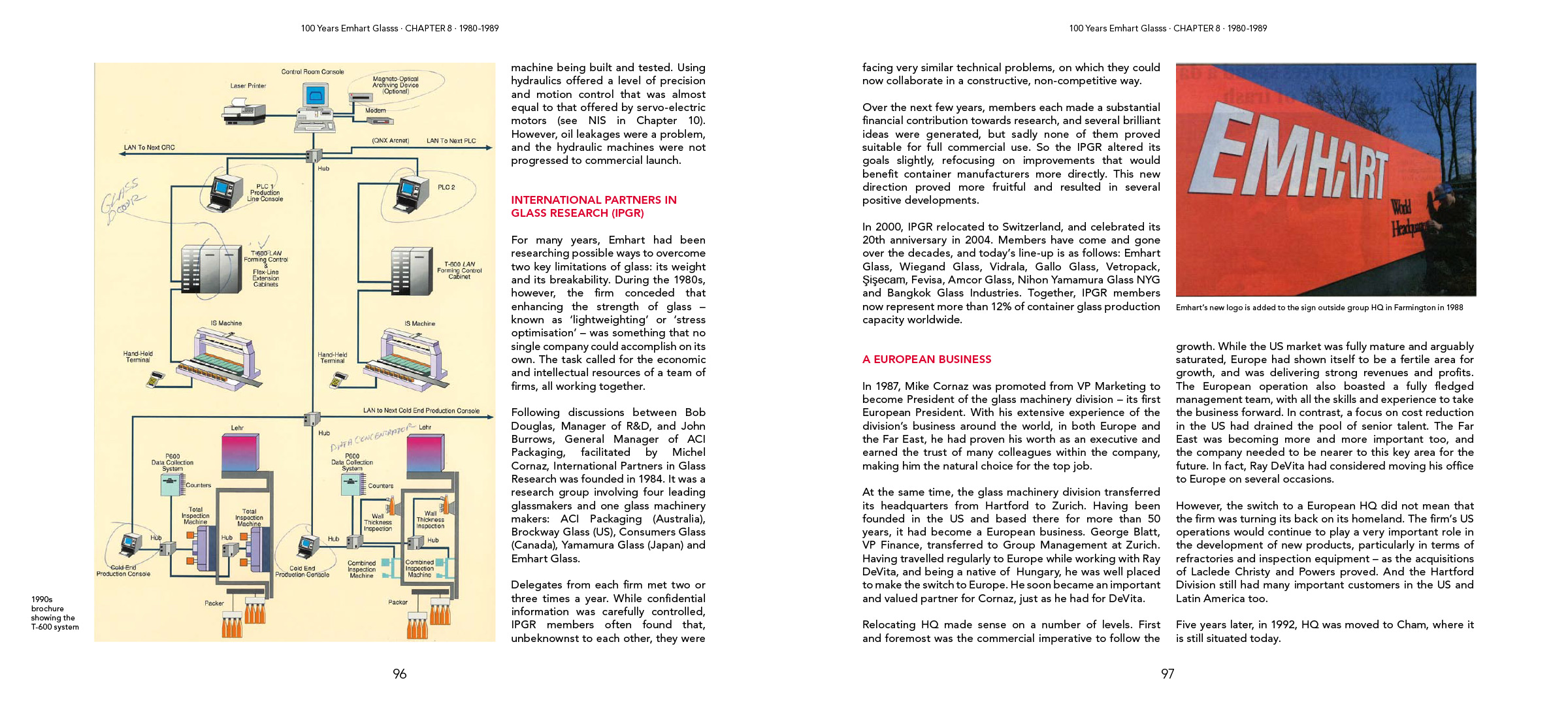 Emhart Glass history book pages