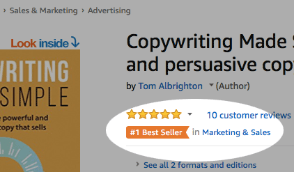 Amazon screenshot showing Copywriting Made Simple at #1