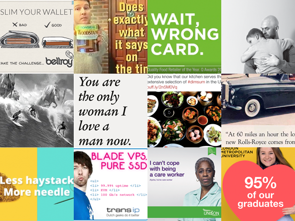 Collage of copywriting examples